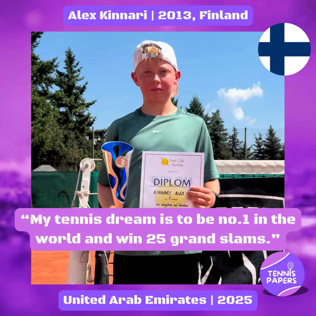 Alex Kinnari 2013, Finland 🇫🇮 | Tennis junior interview, Jul 2025 1 tennis papers profile alex kinnari 2013 finland tennis junior boy