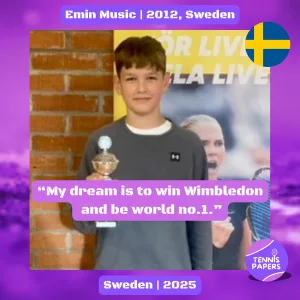 tennis papers profile emin music 2015 sweden tennis junior boy 2