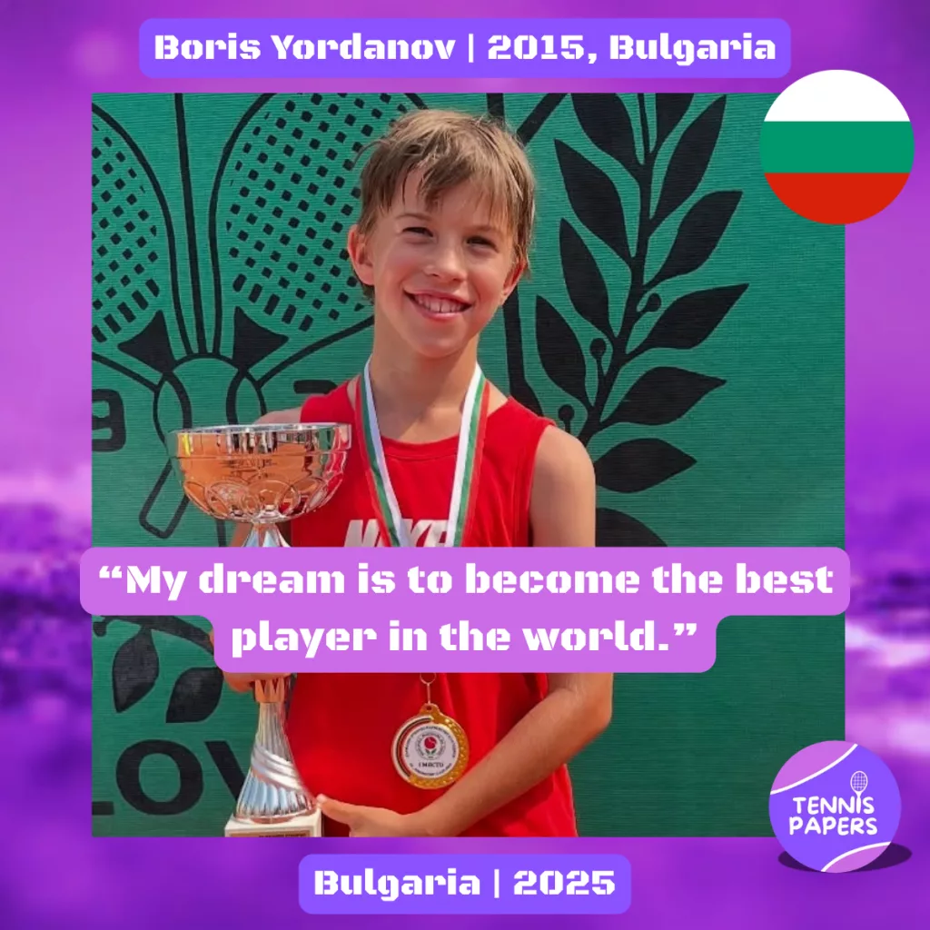 Boris Yordanov 2015, Bulgaria 🇧🇬 | Tennis junior interview, Aug 2025 1 Tennis Papers profile Boris Yordanov 2015 Bulgaria Tennis junior boy 1