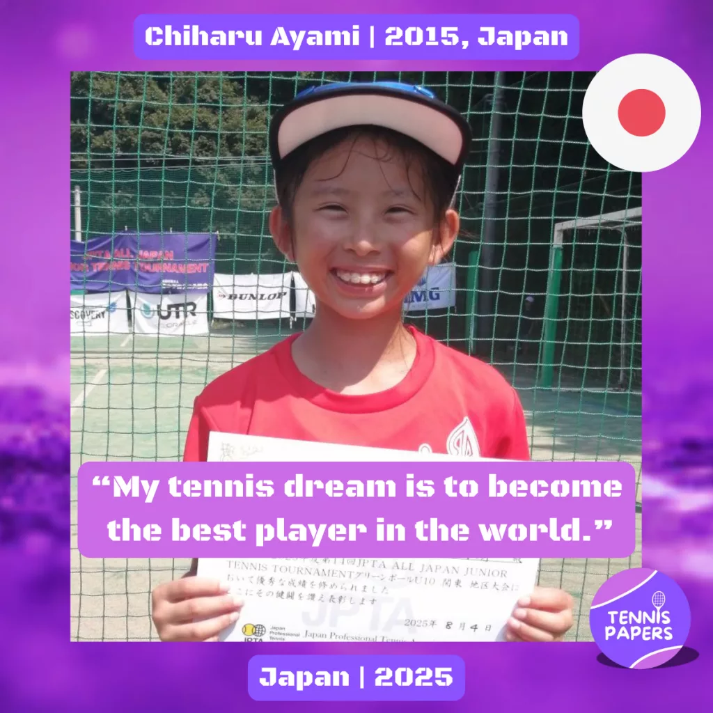 Junior Girl Tennis Players Interviews 65 Tennis Papers profile Chiharu Ayami 2015 Japan Tennis junior girl 1