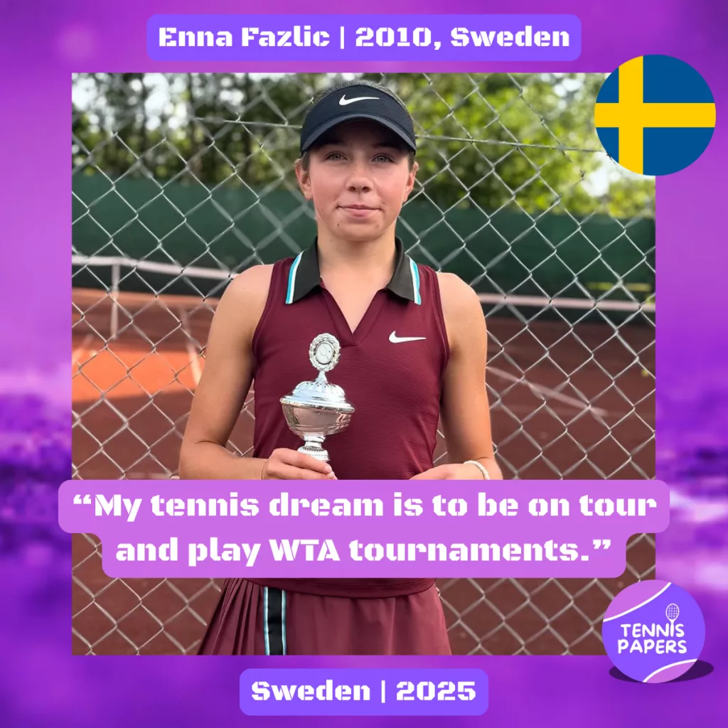 Enna Fazlic 2010, Sweden 🇸🇪 | Tennis junior interview, Aug 2025 2 Tennis Papers profile Enna Fazlic 2010 Sweden Tennis junior girl 1