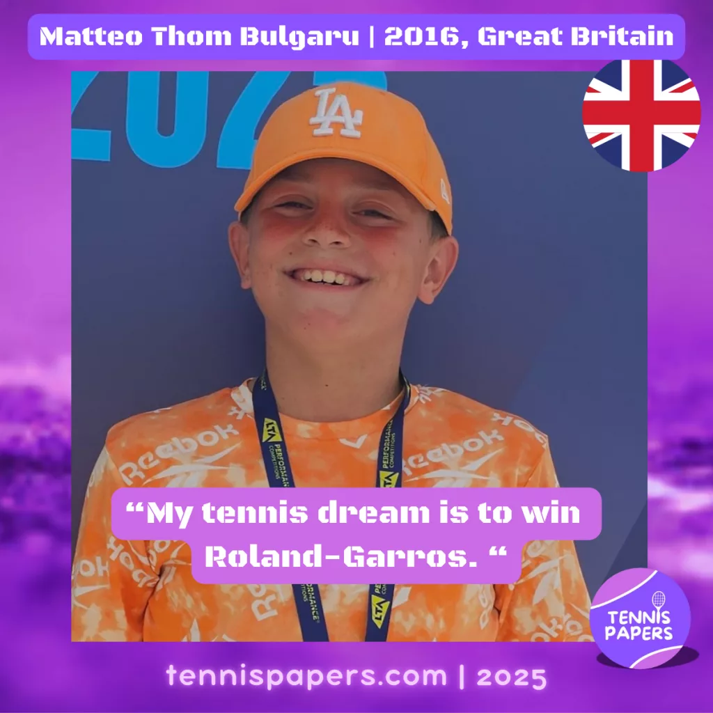 Matteo Thom Bulgaru 2016, Great Britain 🇬🇧 | Tennis junior boy 1 Matteo-Thom-Bulgaru-2016-Great-Britain-Tennis-junior-boy