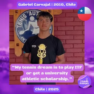 tennis papers profile gabriel carvajal 2016 chile tennis junior boy 1