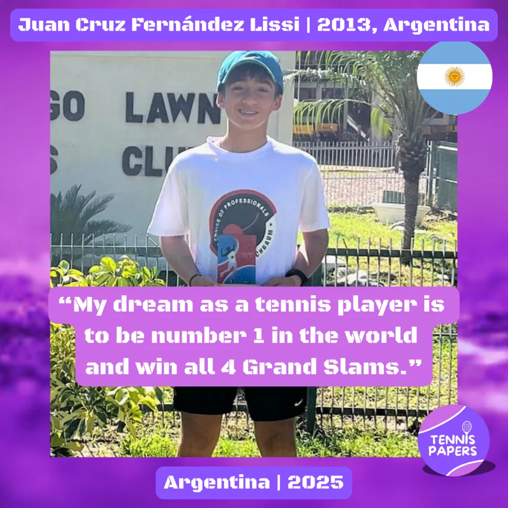Juan Cruz Fernandez Lissi 2013, Argentina 🇦🇷 | Tennis junior interview, Jul 2025 1 tennis papers profile juan cruz fernández lissi 2013 argentina tennis junior boy 1
