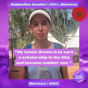 tennis papers profile majdouline semhiri 2011 morocco tennis junior girl 1
