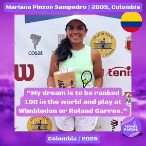tennis papers profile mariana pinzon sampedro 2009 colombia tennis junior girl 1