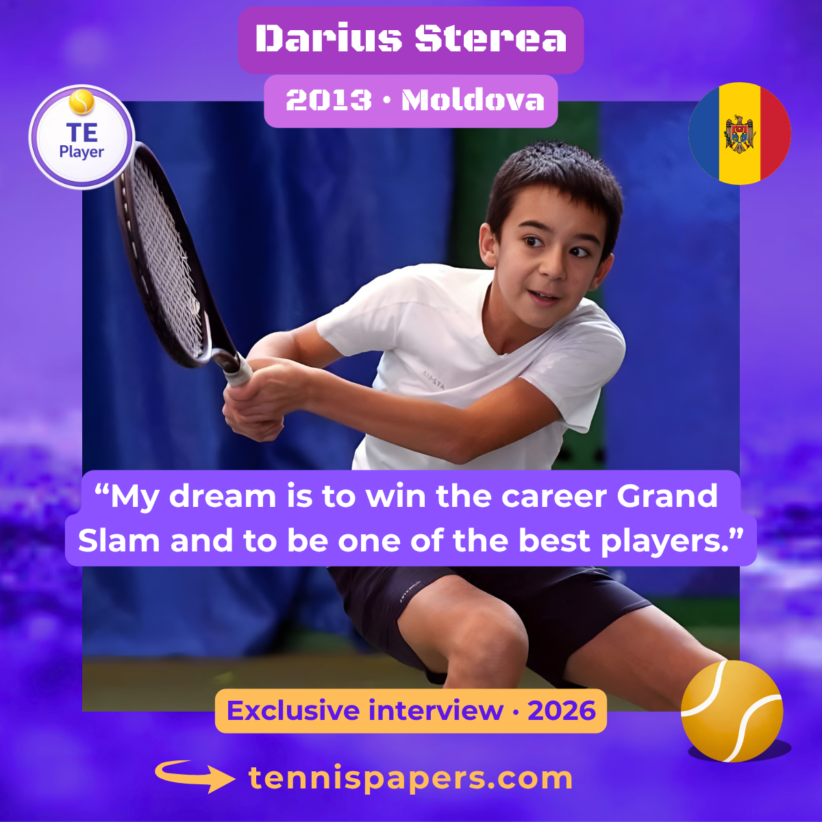 Darius Sterea junior tennis player Moldova Tennis Papers