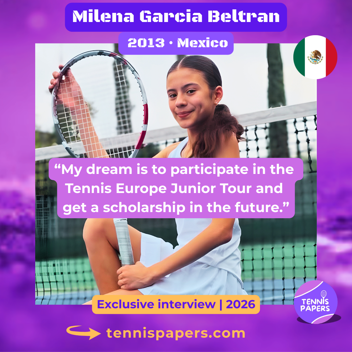Milena Garcia Beltran junior tennis player Mexico Tennis Papers